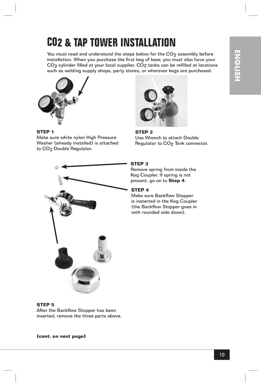 Nostalgia Electrics KRS-2150 manual CO2 & TAP Tower Installation, Cont. on next 