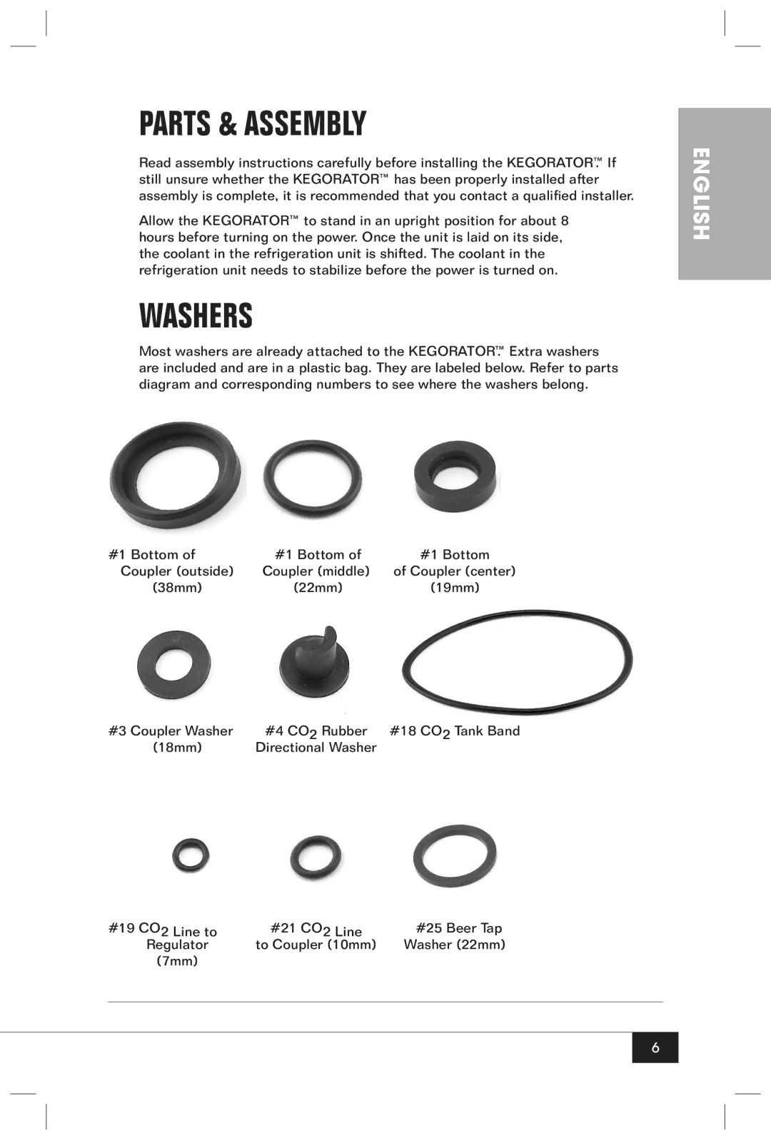 Nostalgia Electrics KRS-2150 manual Parts & Assembly, Washers 