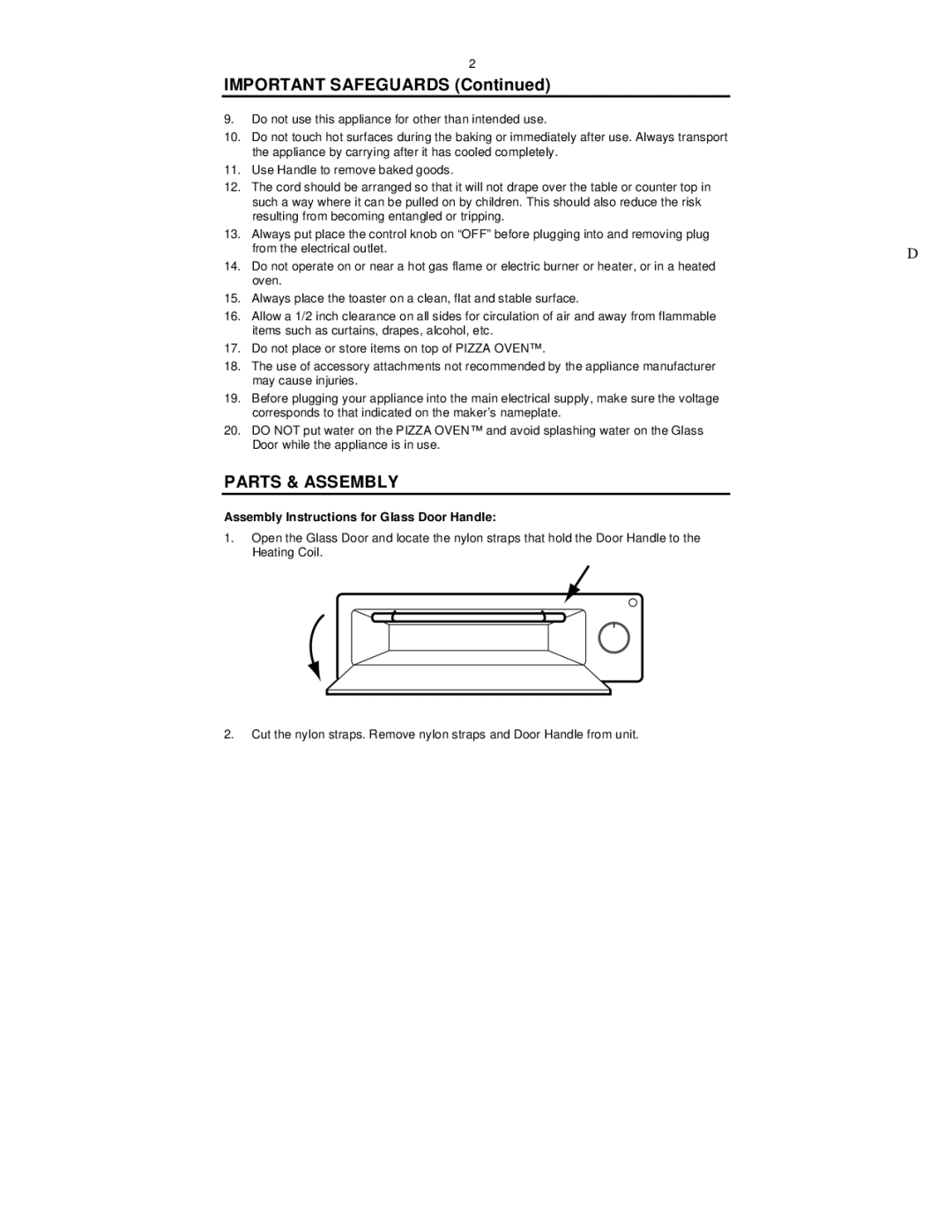 Nostalgia Electrics PBO-220 manual Important Safeguards, Parts & Assembly, Assembly Instructions for Glass Door Handle 