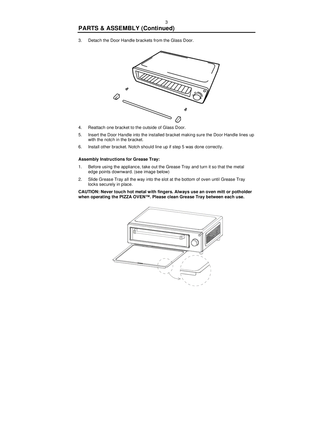 Nostalgia Electrics PBO-Series, PBO-220 manual Parts & Assembly, Assembly Instructions for Grease Tray 