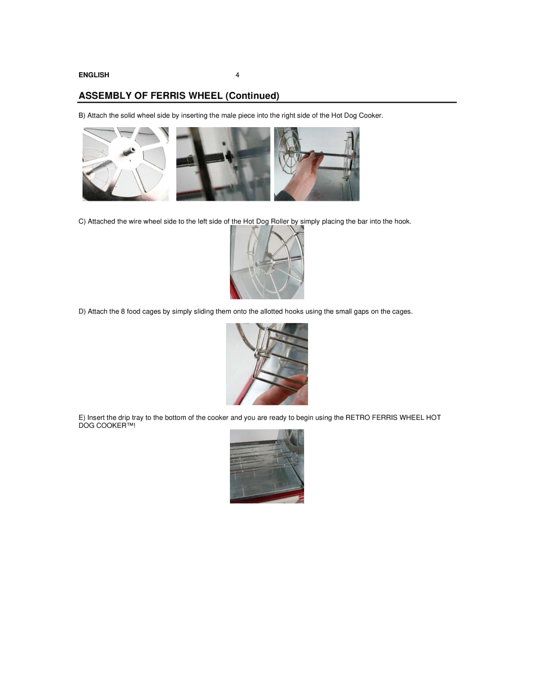 Nostalgia Electrics RFH-900 manual Assembly of Ferris Wheel 