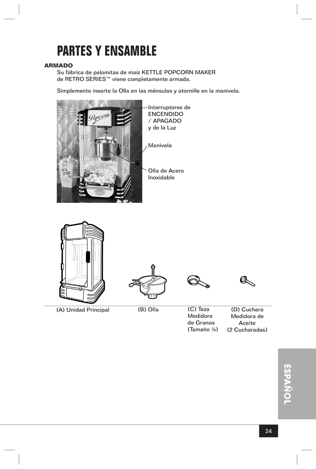 Nostalgia Electrics RKP630 manual Partes Y Ensamble, Armado 