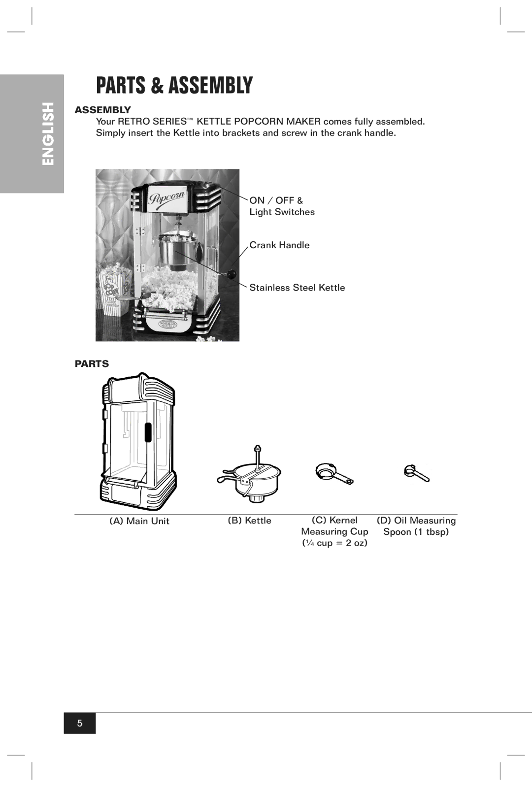 Nostalgia Electrics RKP630 manual Parts & Assembly 