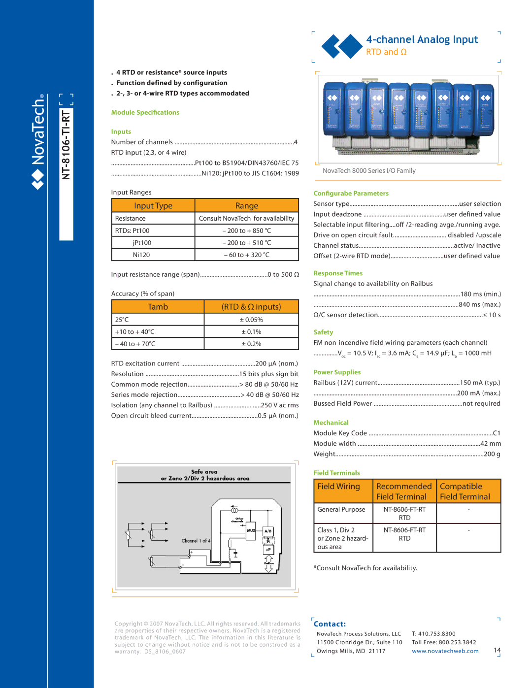 NotaTech 8000SeriesI/O manual NT-8106-TI-RT, RTD and Ω 