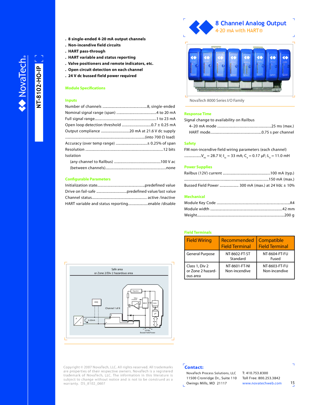 NotaTech 8000SeriesI/O manual NT-8102-HO-IP, Channel Analog Output 