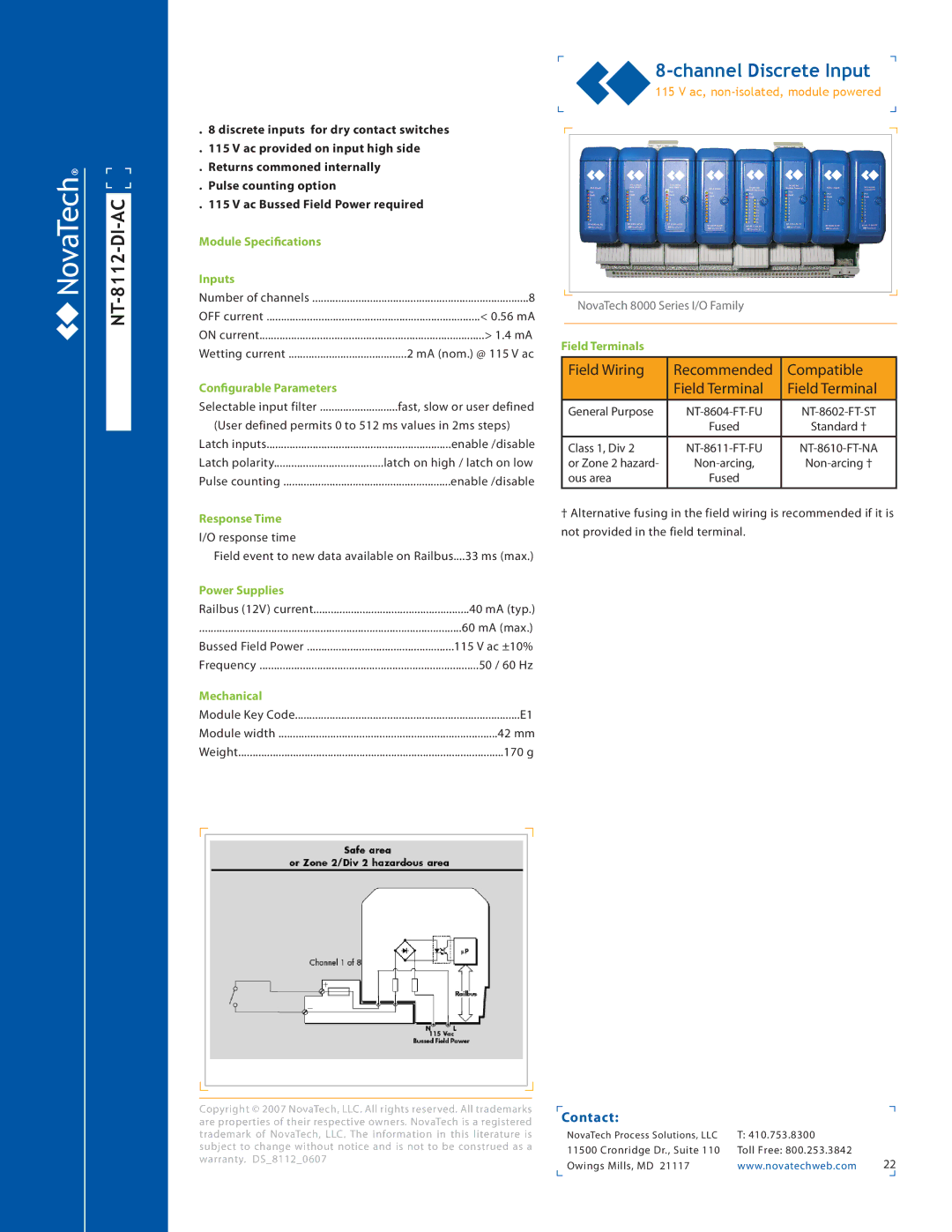 NotaTech 8000SeriesI/O manual NT-8112-DI-AC 