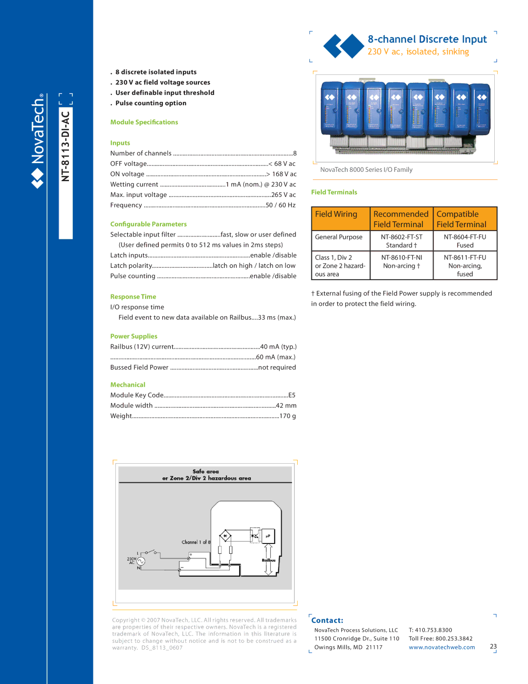 NotaTech 8000SeriesI/O manual NT-8113-DI-AC 