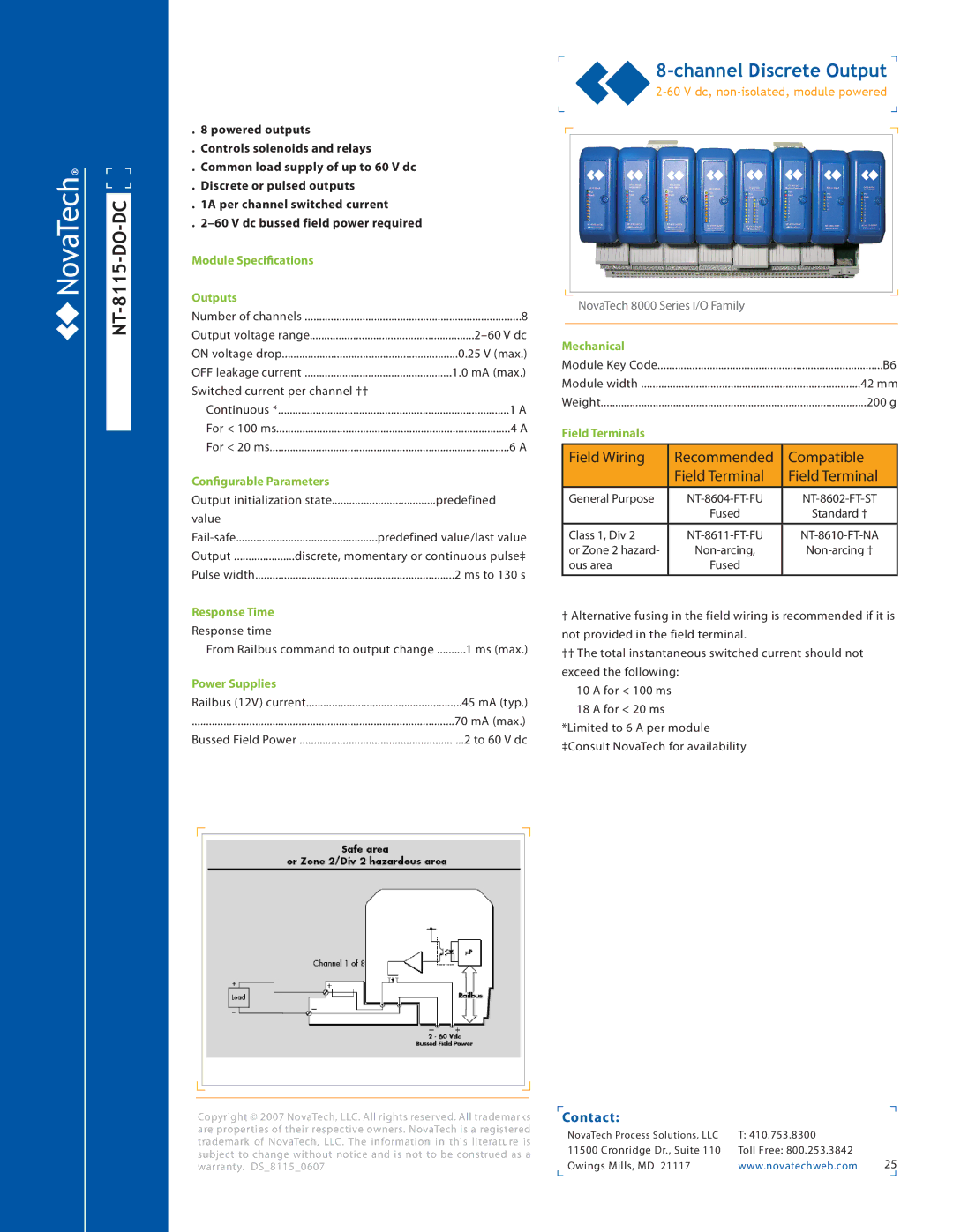 NotaTech 8000SeriesI/O manual NT-8115-DO-DC, Channel Discrete Output 