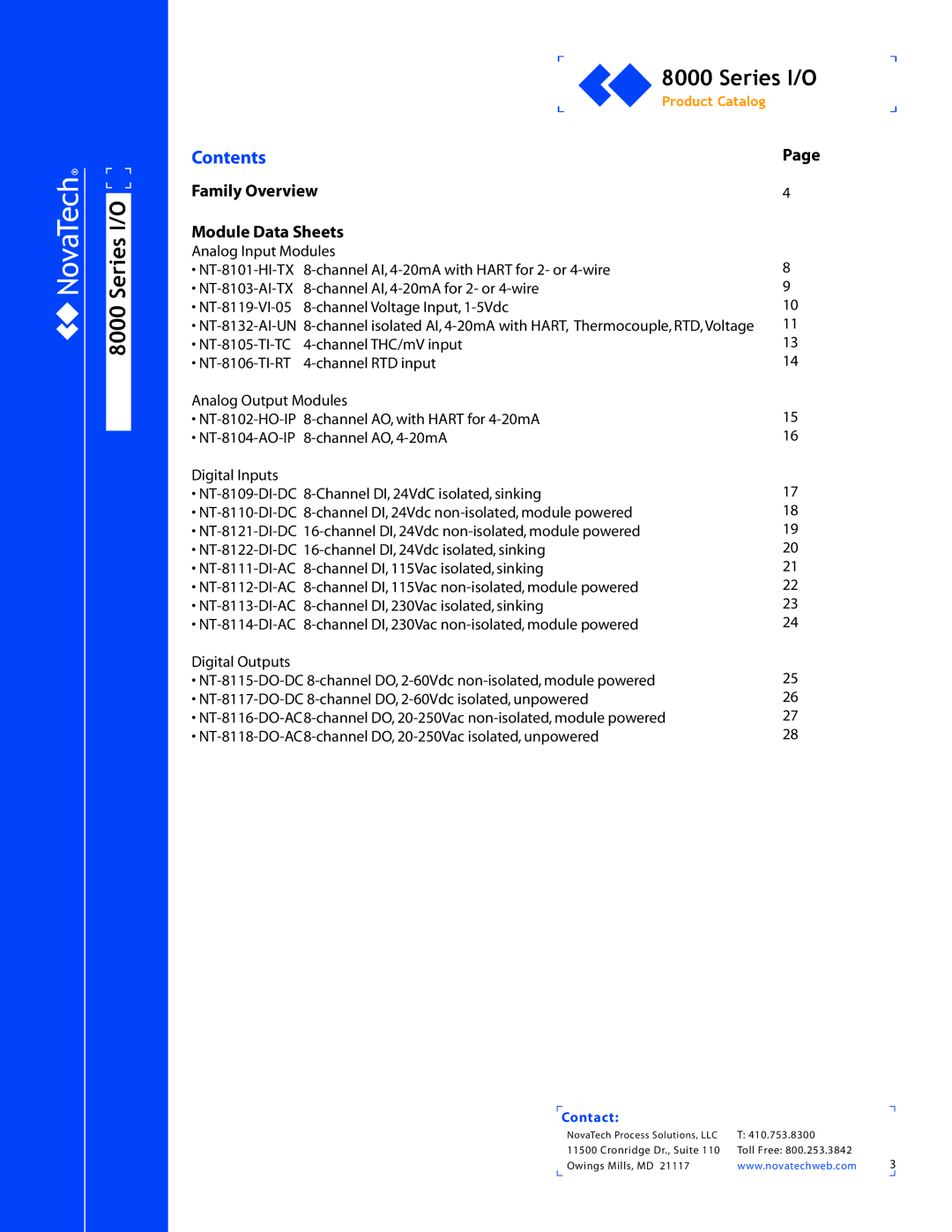 NotaTech 8000SeriesI/O manual Contents 