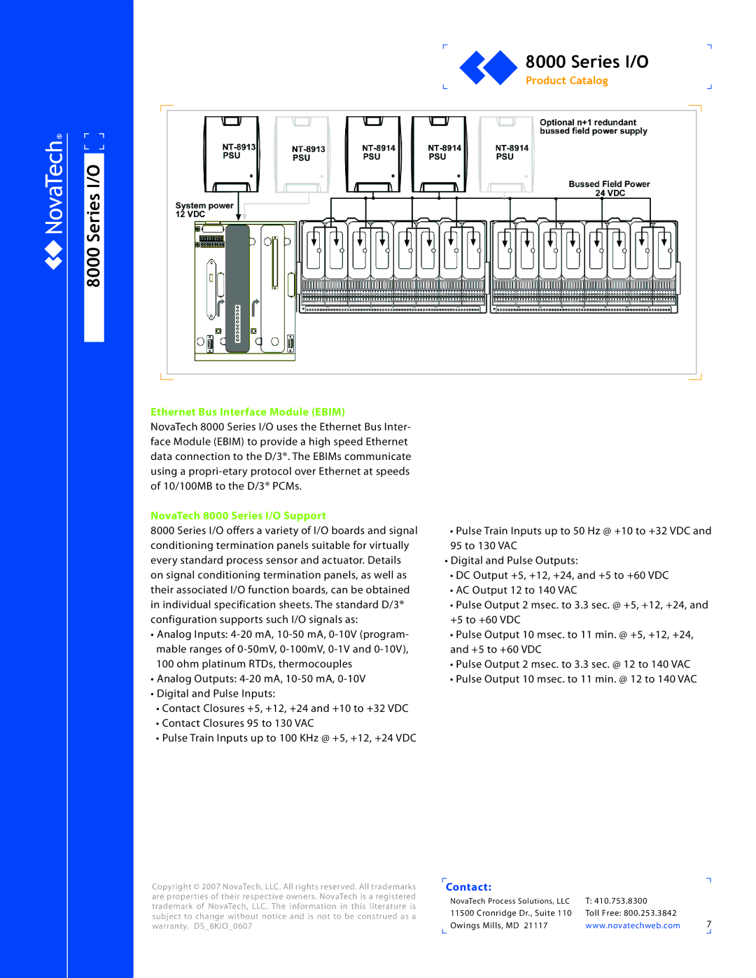 NotaTech 8000SeriesI/O manual Ethernet Bus Interface Module Ebim 