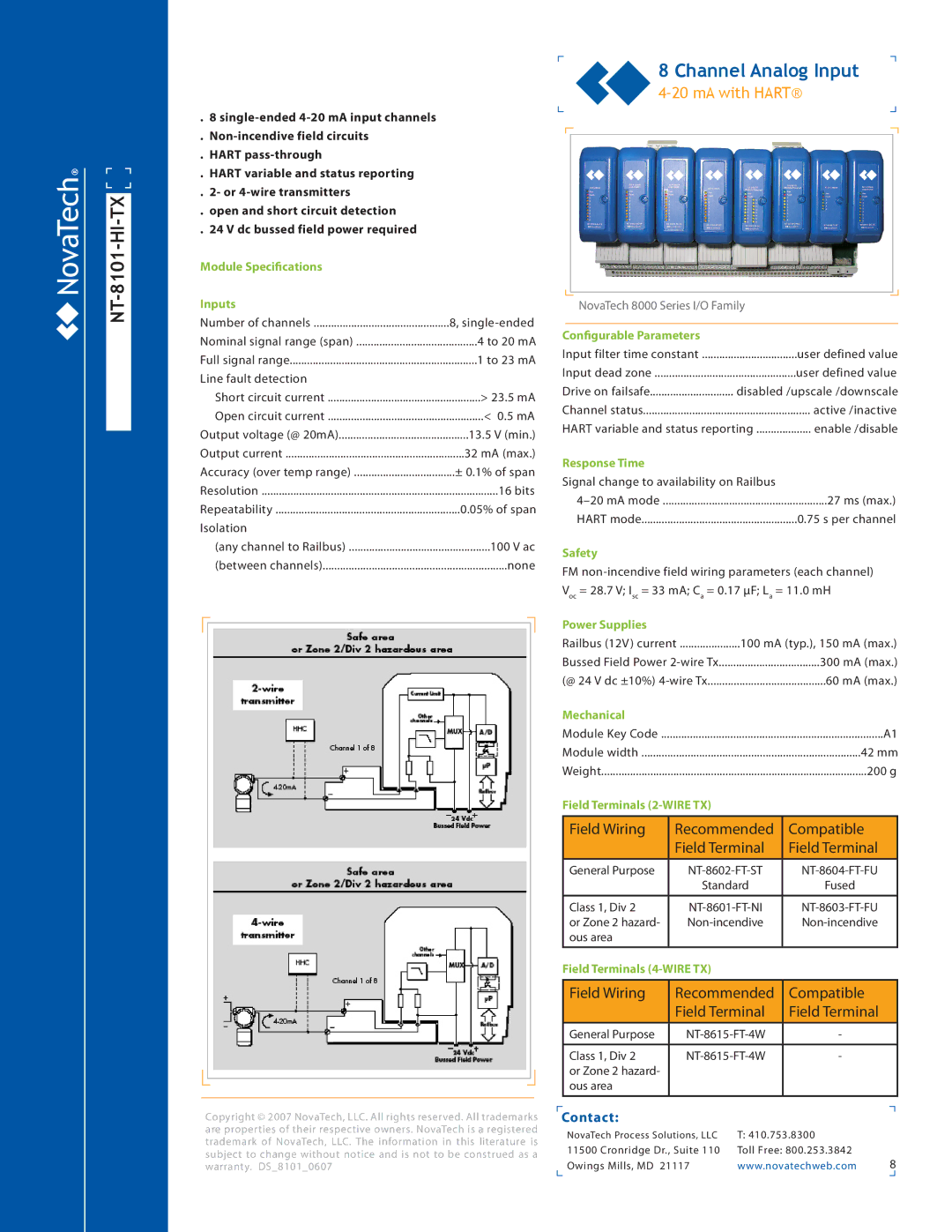 NotaTech 8000SeriesI/O manual NT-8101-HI-TX, MA with Hart 