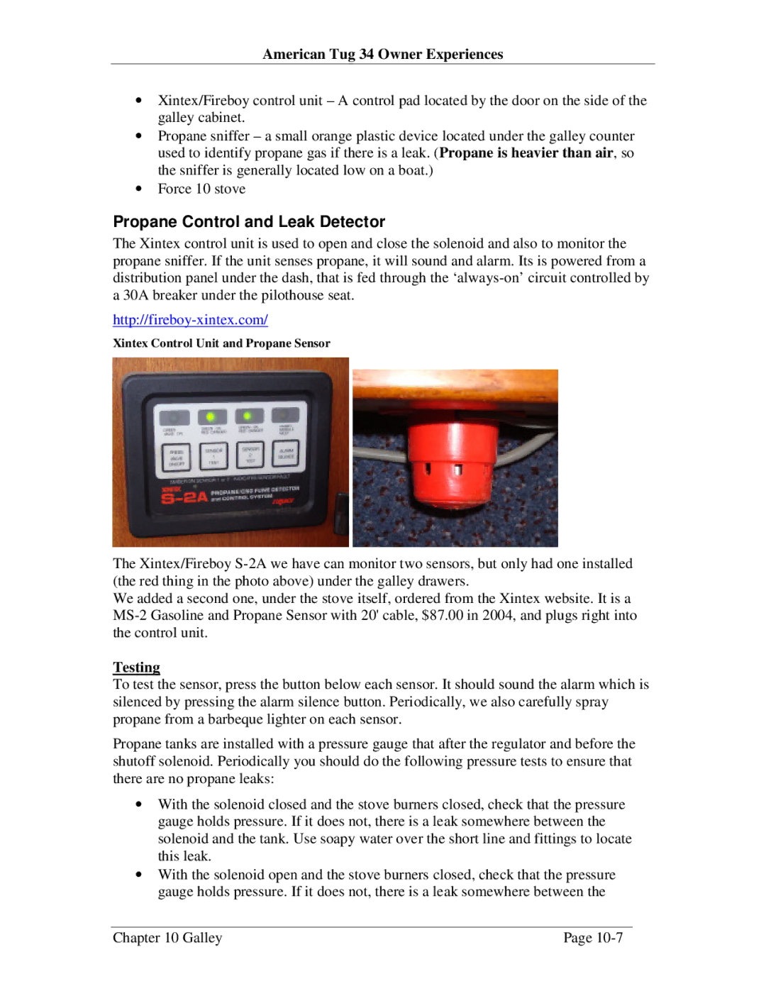 Nova Kool CHAPTER 10 user manual Propane Control and Leak Detector, Testing 