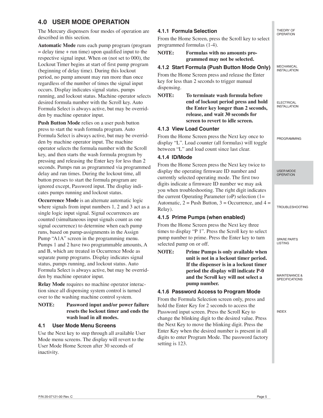 Nova LM-700 manual User Mode Operation 