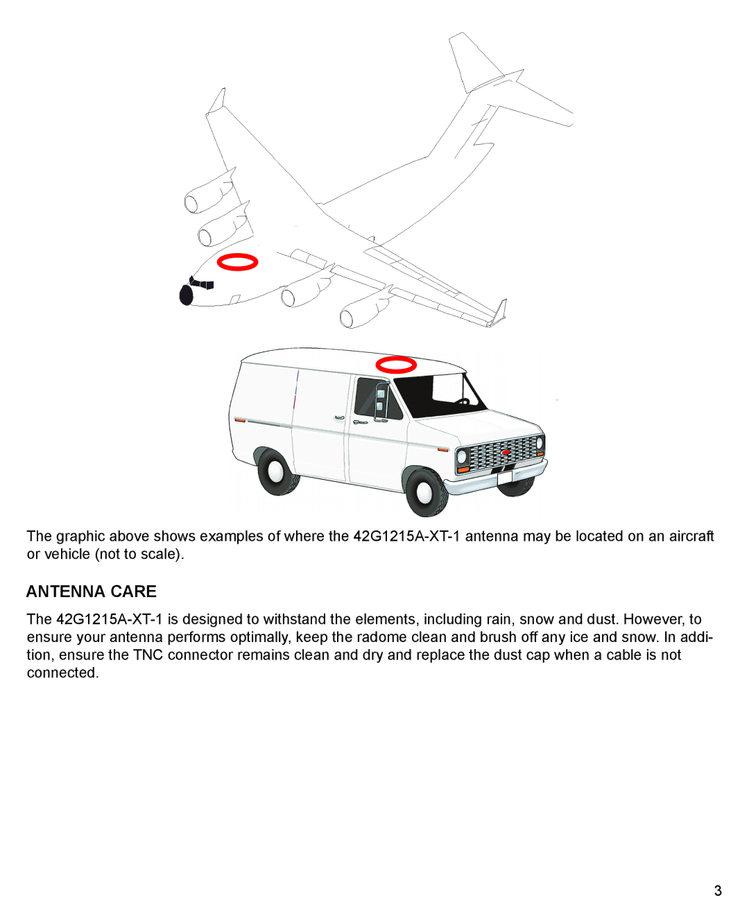 Novatel 42G1215A-XT-1 manual Antenna Care 