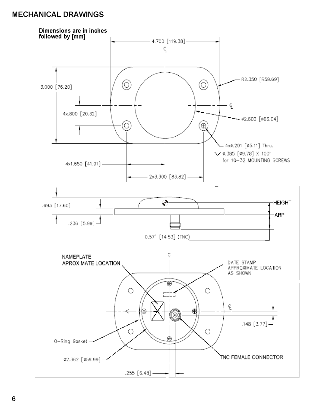 Novatel 42G1215A-XT-1 manual Mechanical Drawings 