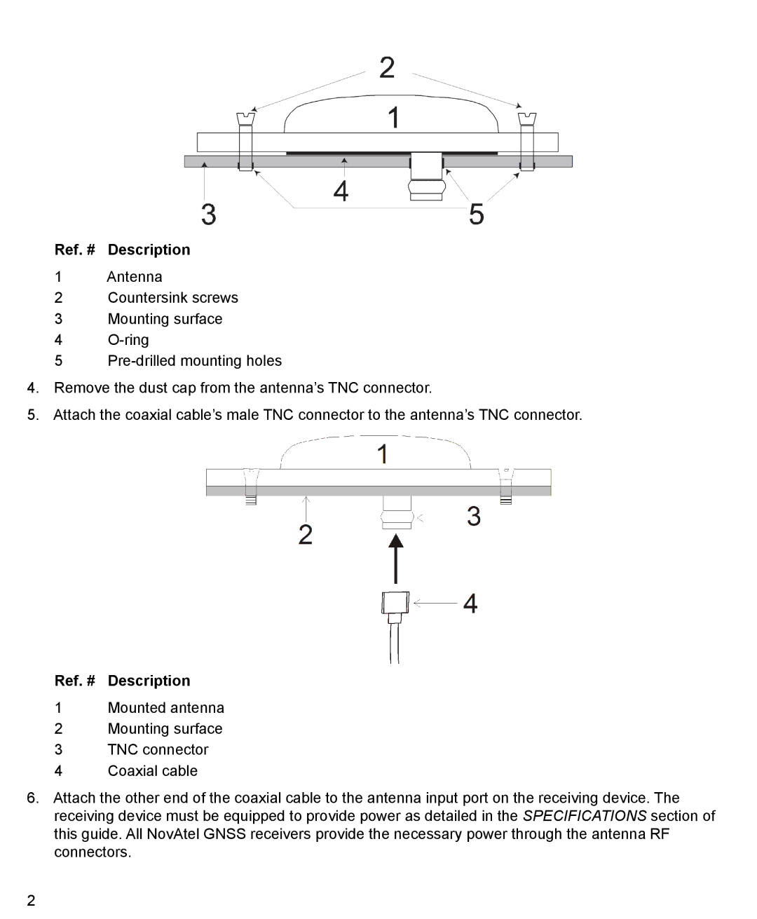 Novatel ANT-A72GOLA-TW manual Ref. # Description 