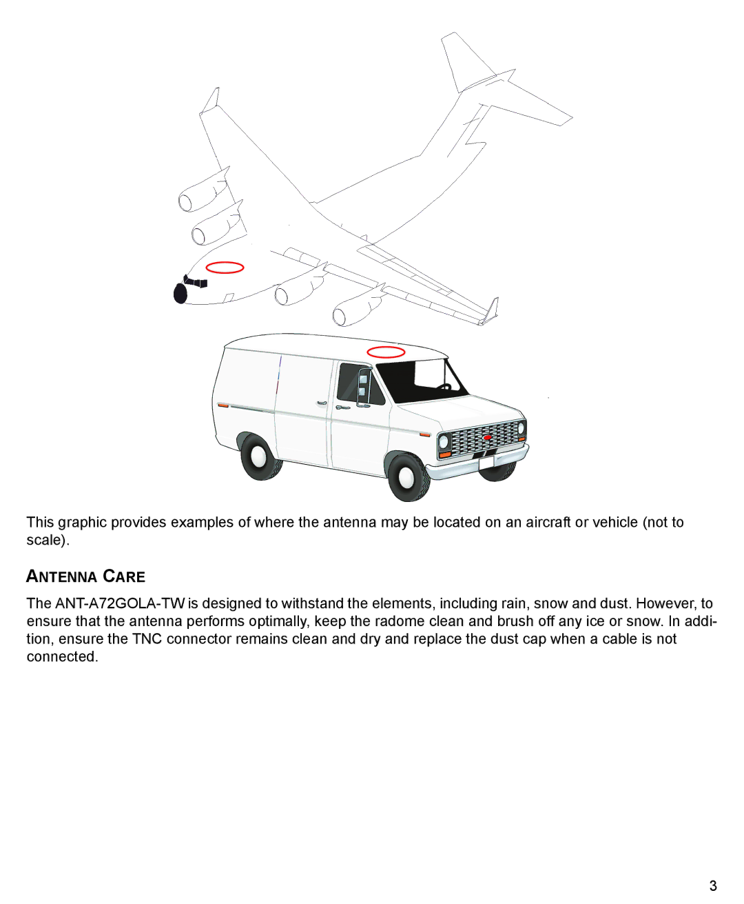 Novatel ANT-A72GOLA-TW manual Antenna Care 