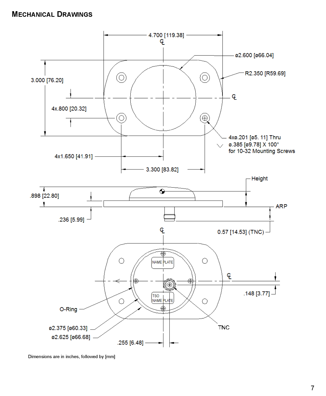 Novatel ANT-A72GOLA-TW manual Mechanical Drawings 