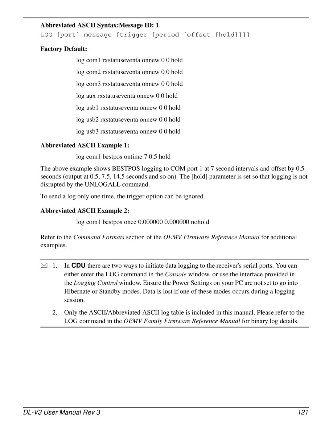 Novatel DL-V3 user manual Factory Default, 121 