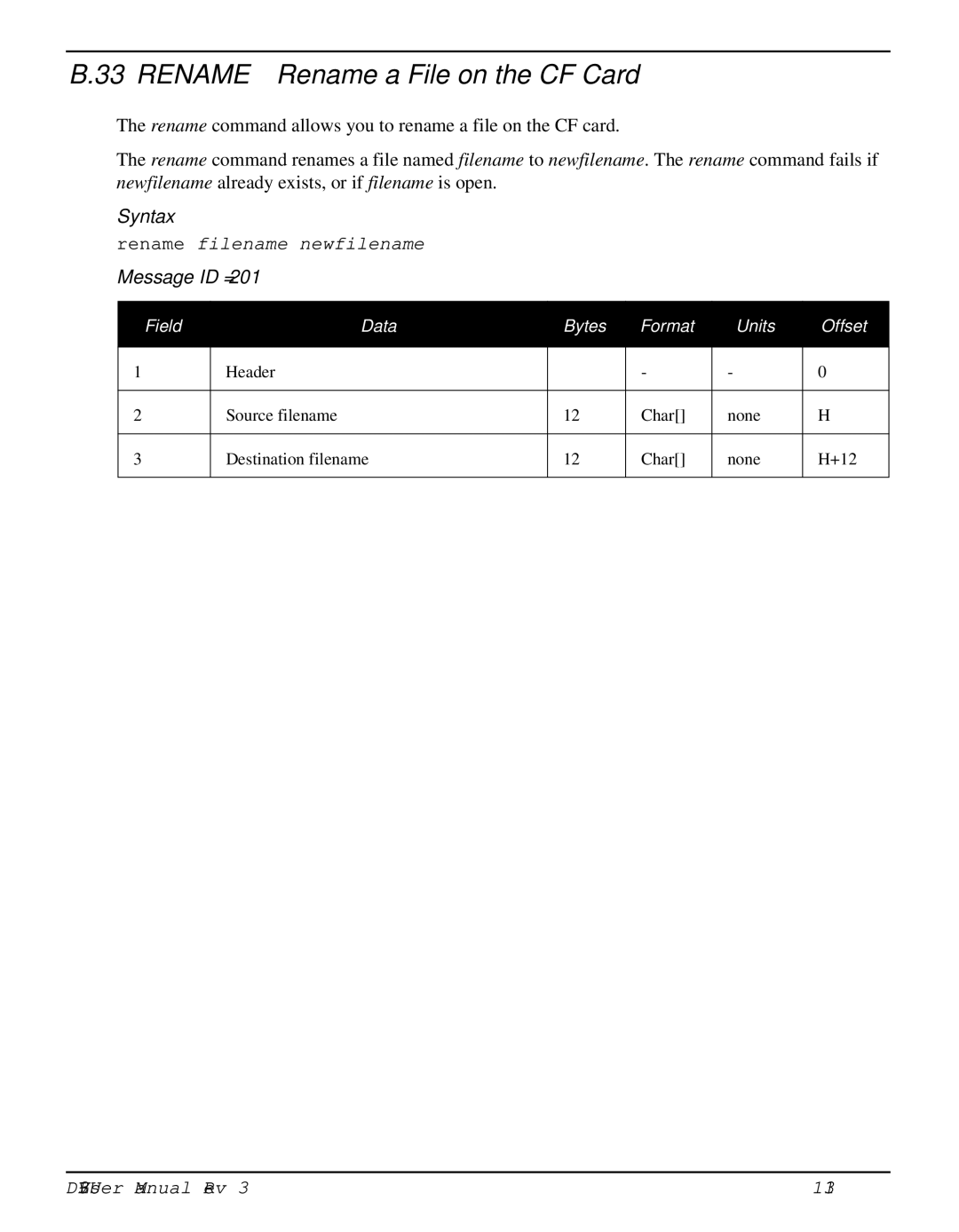 Novatel DL-V3 user manual Rename Rename a File on the CF Card, 131 