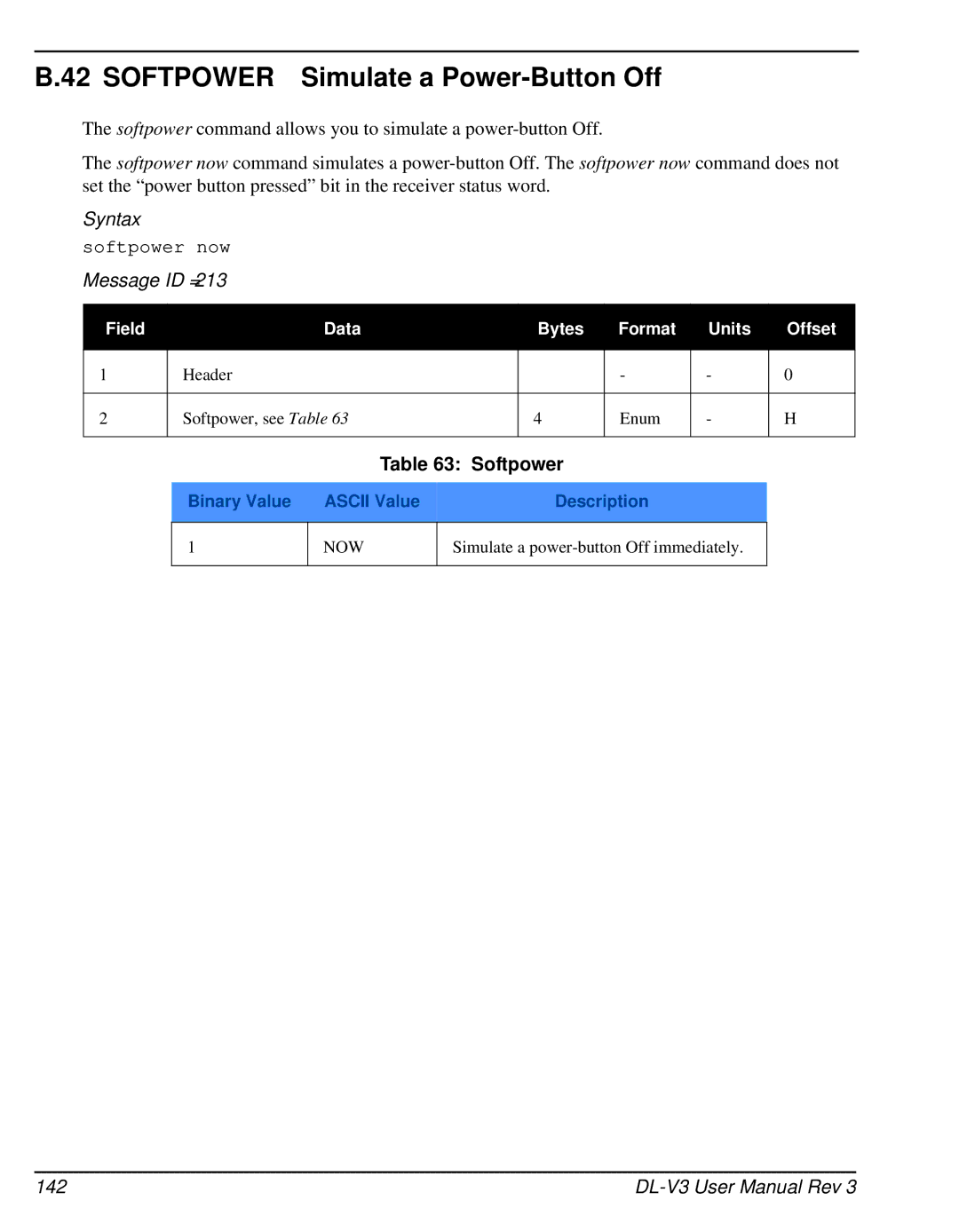 Novatel DL-V3 user manual Softpower Simulate a Power-Button Off 