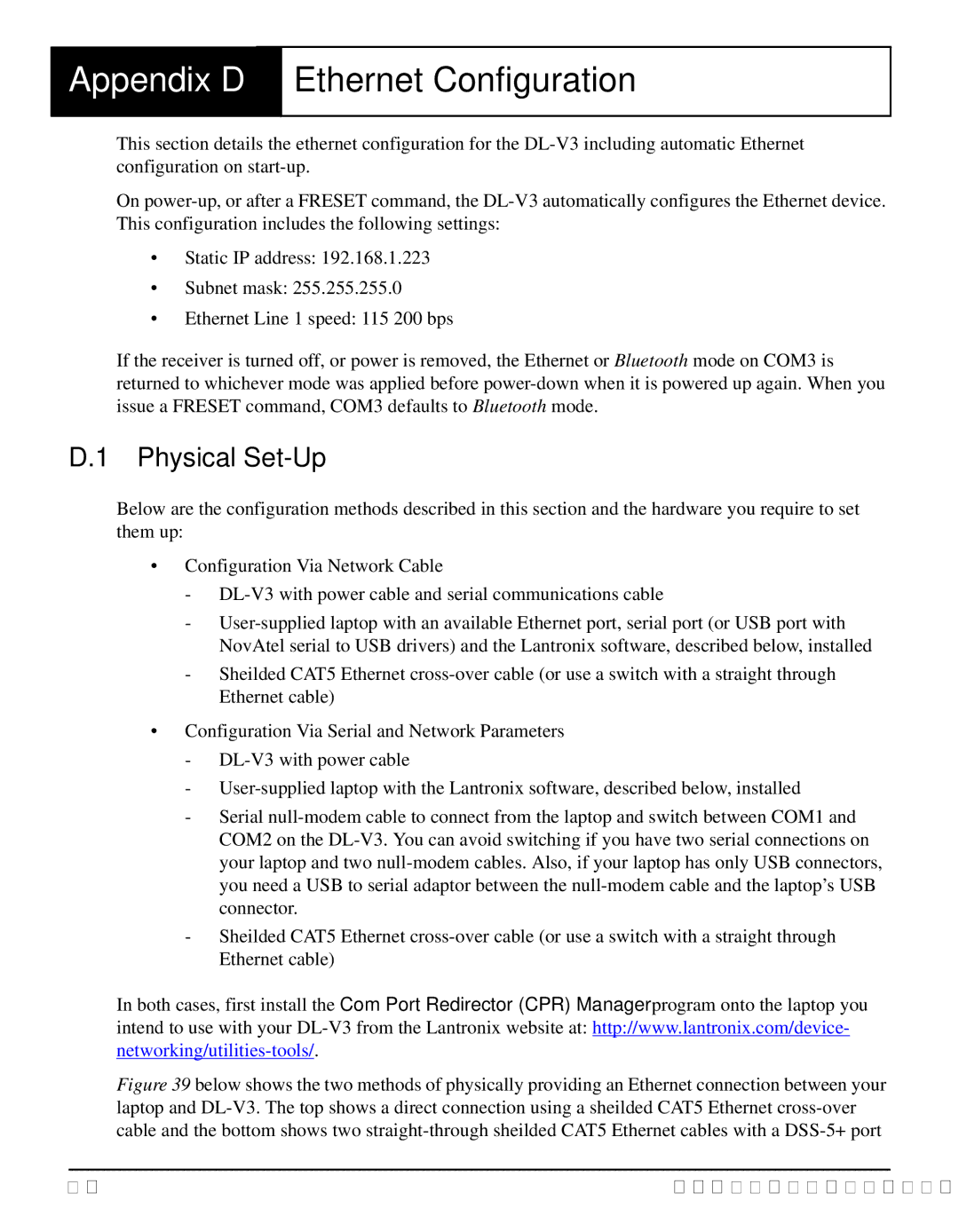 Novatel DL-V3 user manual Appendix D, Physical Set-Up 