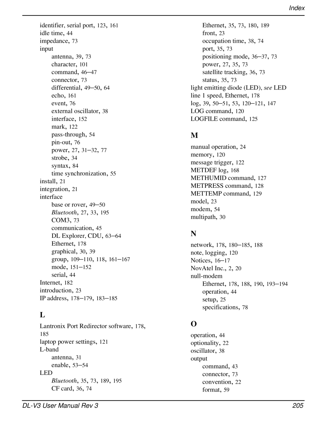 Novatel DL-V3 user manual Led, 205 