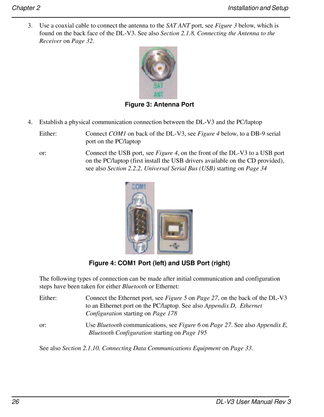 Novatel DL-V3 user manual Chapter Installation and Setup, Antenna Port 