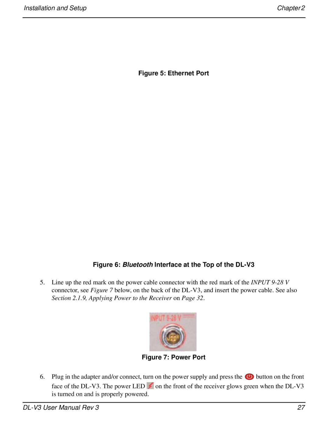 Novatel DL-V3 user manual Installation and Setup Chapter, Ethernet Port 