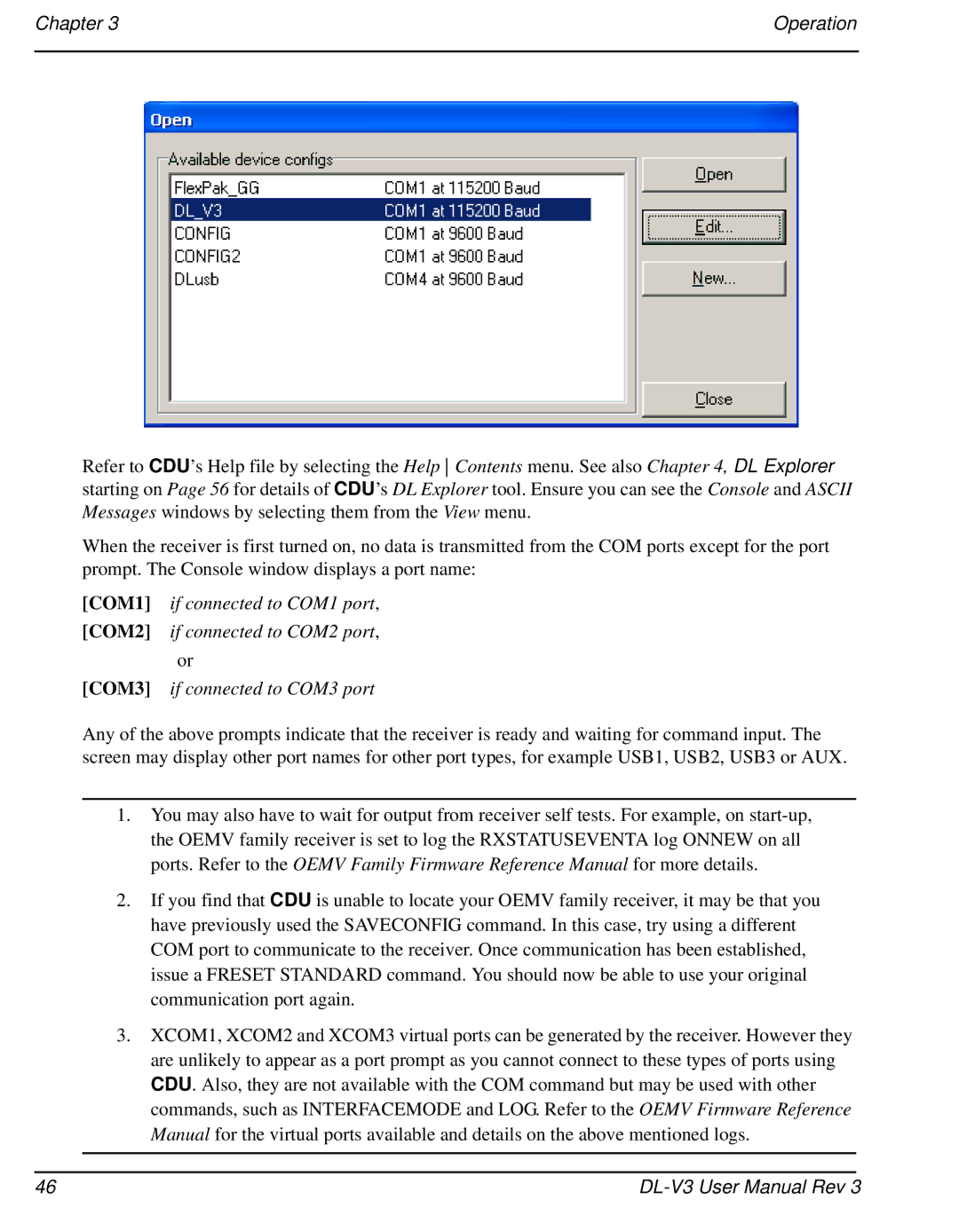 Novatel DL-V3 user manual Chapter Operation 