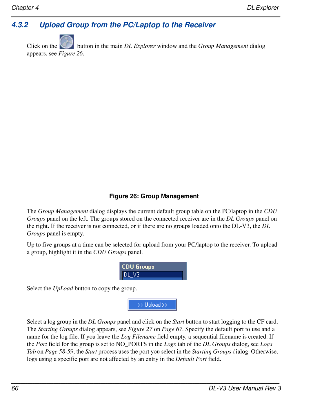 Novatel DL-V3 user manual Upload Group from the PC/Laptop to the Receiver, Group Management 