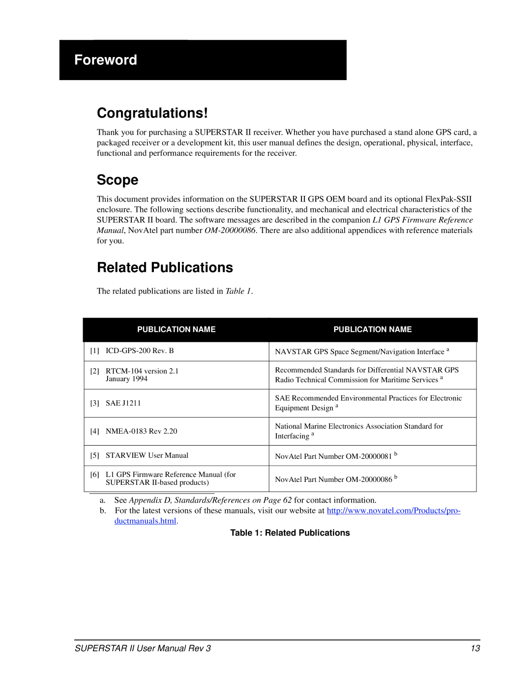 Novatel OM-20000077 user manual Congratulations Scope, Related Publications 