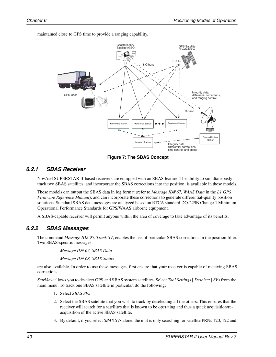 Novatel OM-20000077 user manual Sbas Receiver, Sbas Messages, Chapter Positioning Modes of Operation 