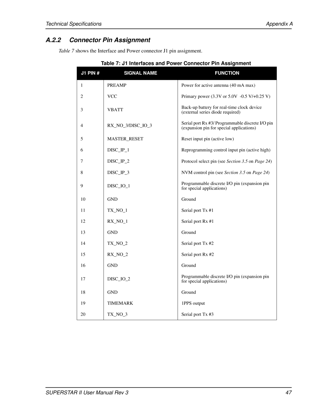 Novatel OM-20000077 user manual J1 Interfaces and Power Connector Pin Assignment 