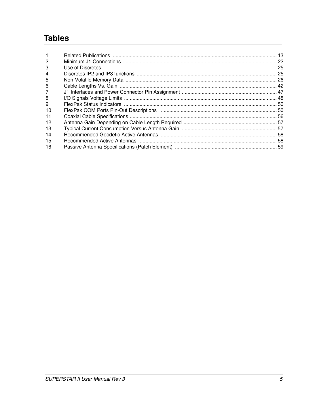 Novatel OM-20000077 user manual Tables 