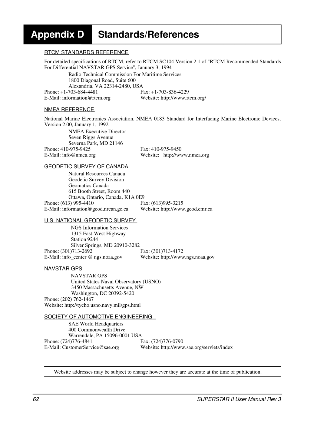 Novatel OM-20000077 user manual Appendix D, Standards/References 