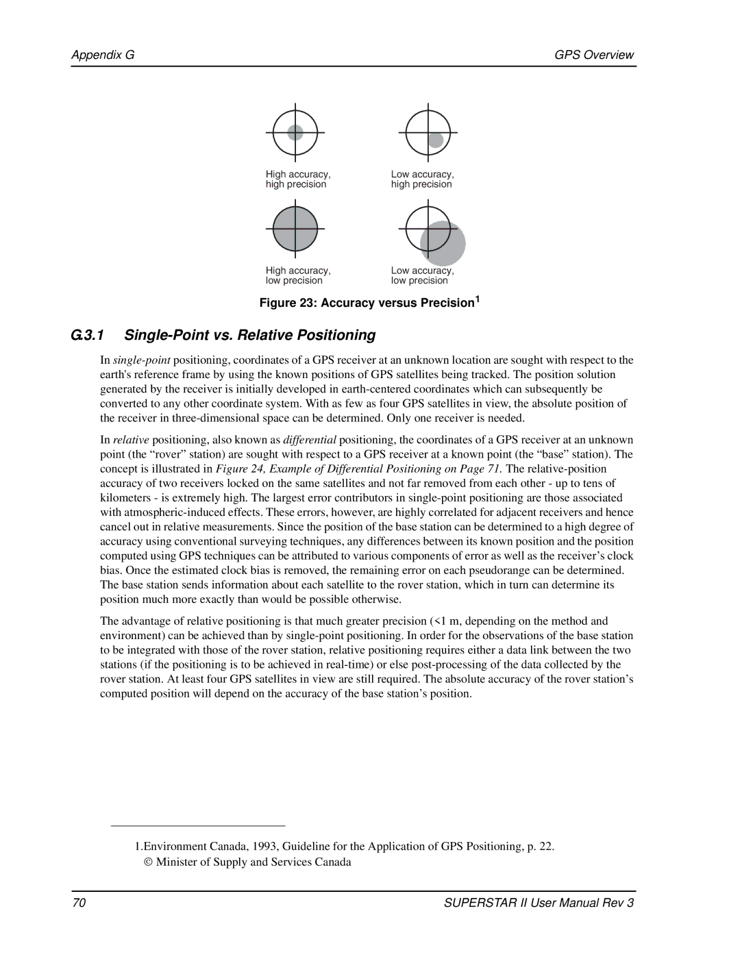 Novatel OM-20000077 user manual Single-Point vs. Relative Positioning, Accuracy versus Precision1 