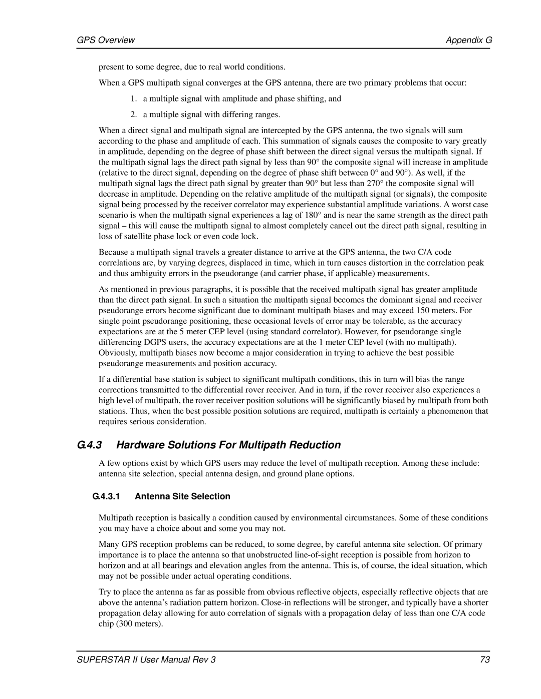 Novatel OM-20000077 user manual Hardware Solutions For Multipath Reduction, Antenna Site Selection 