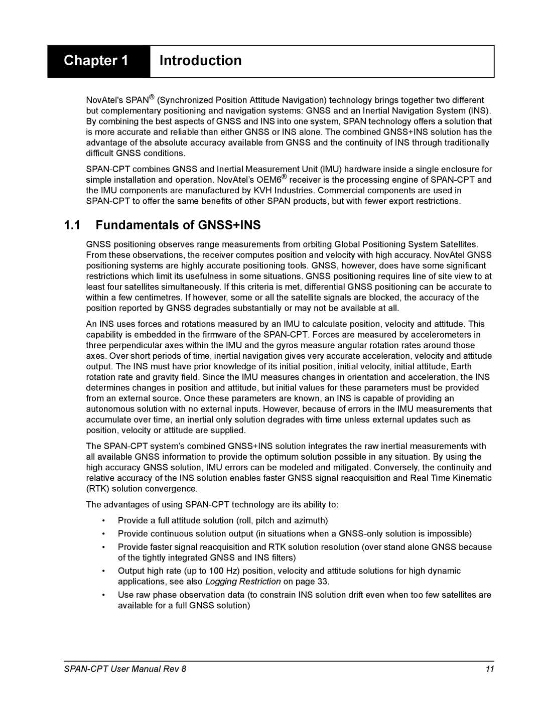 Novatel OM-20000122 user manual Introduction, Fundamentals of GNSS+INS 