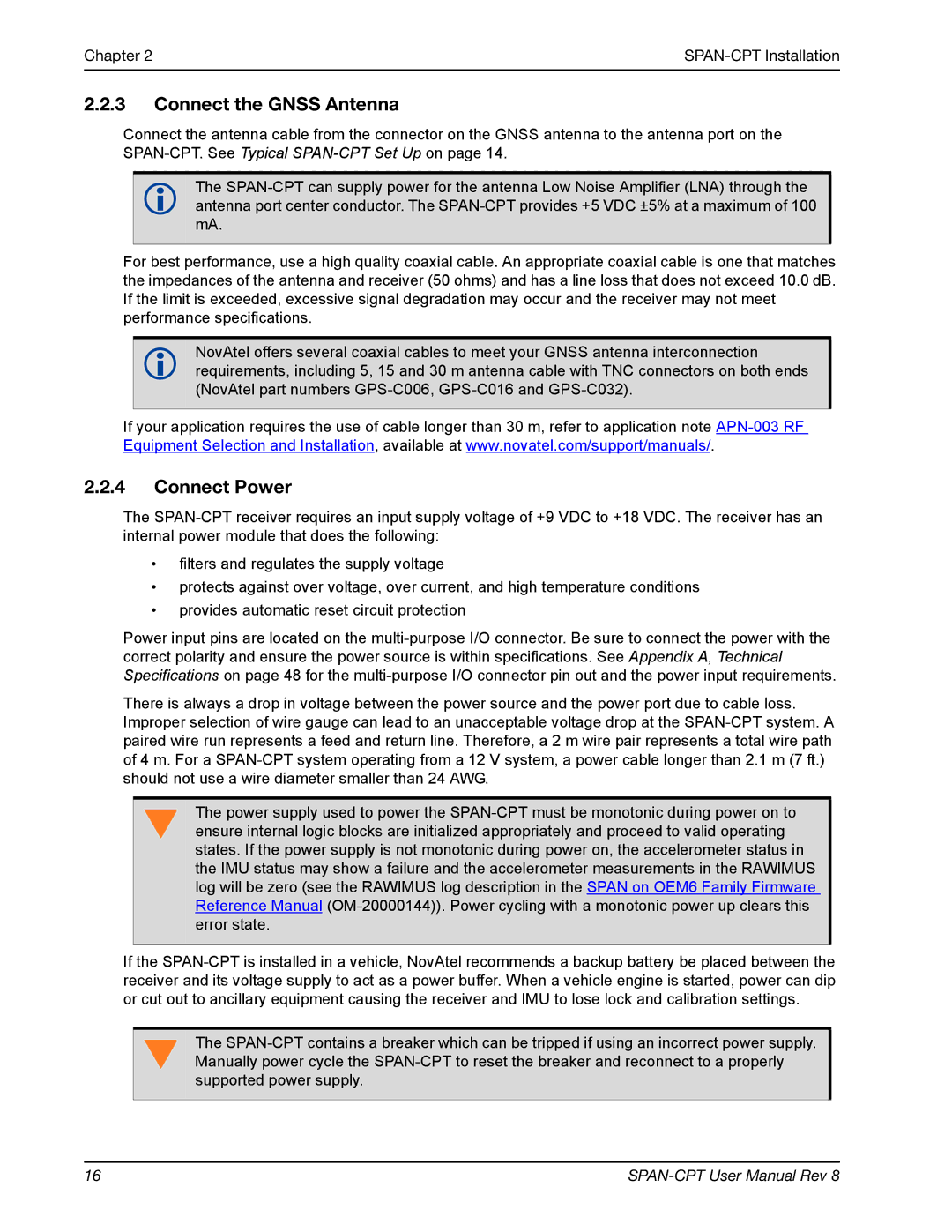 Novatel OM-20000122 user manual Connect the Gnss Antenna, Connect Power 