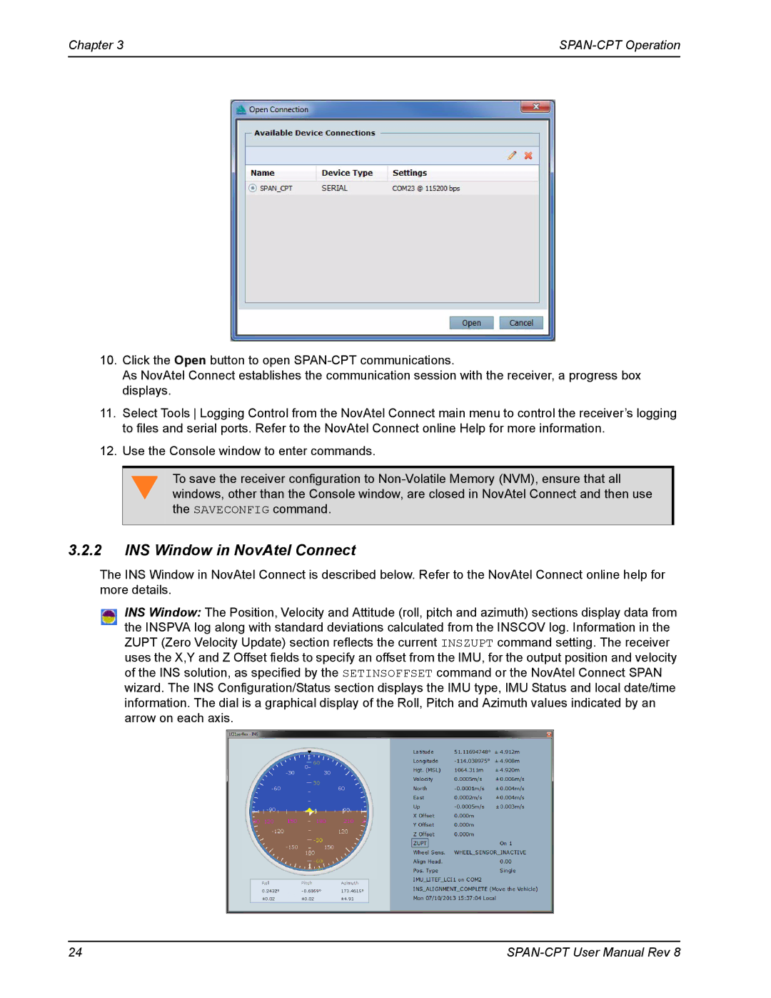 Novatel OM-20000122 user manual Chapter SPAN-CPT Operation 