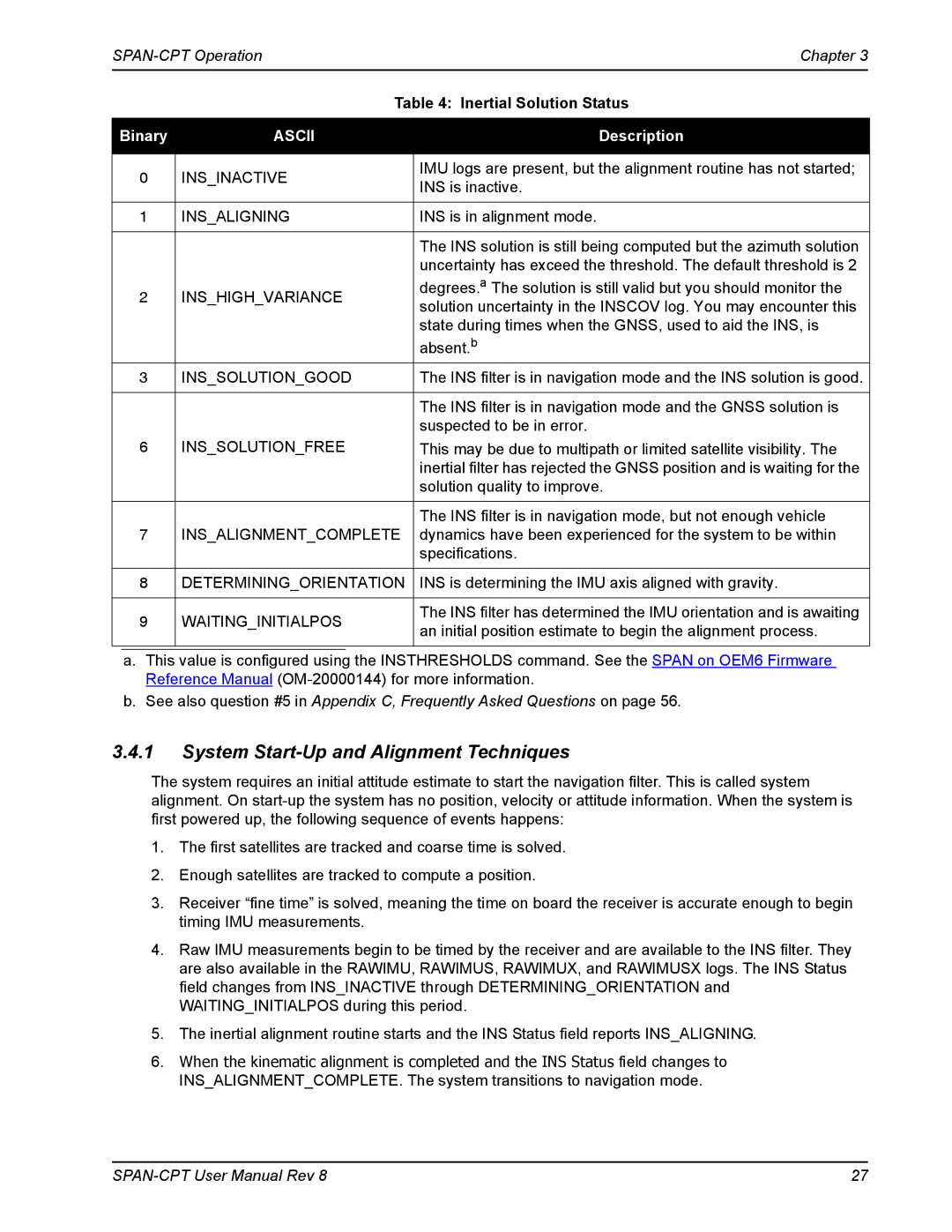 Novatel OM-20000122 user manual System Start-Up and Alignment Techniques, Ascii 