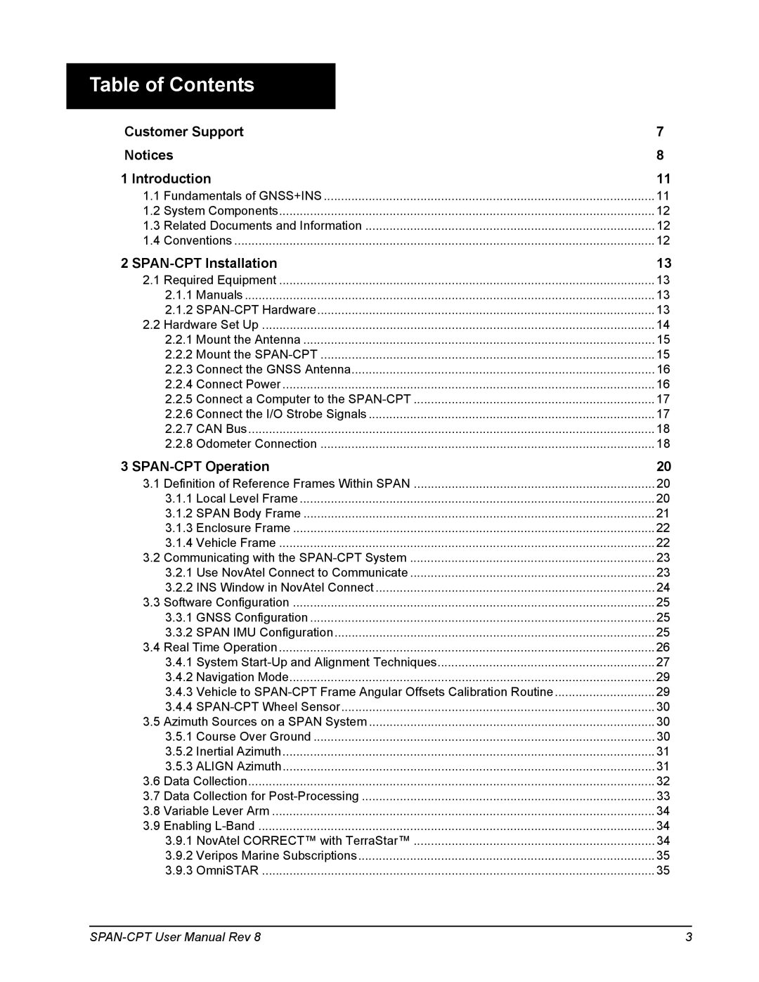 Novatel OM-20000122 user manual Table of Contents 