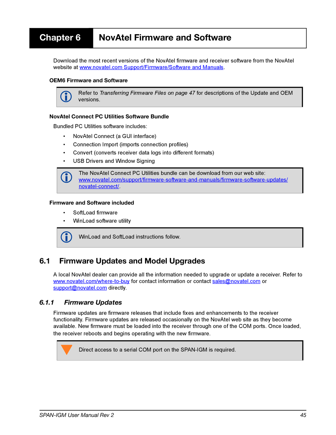 Novatel OM-20000141 user manual NovAtel Firmware and Software, Firmware Updates and Model Upgrades 