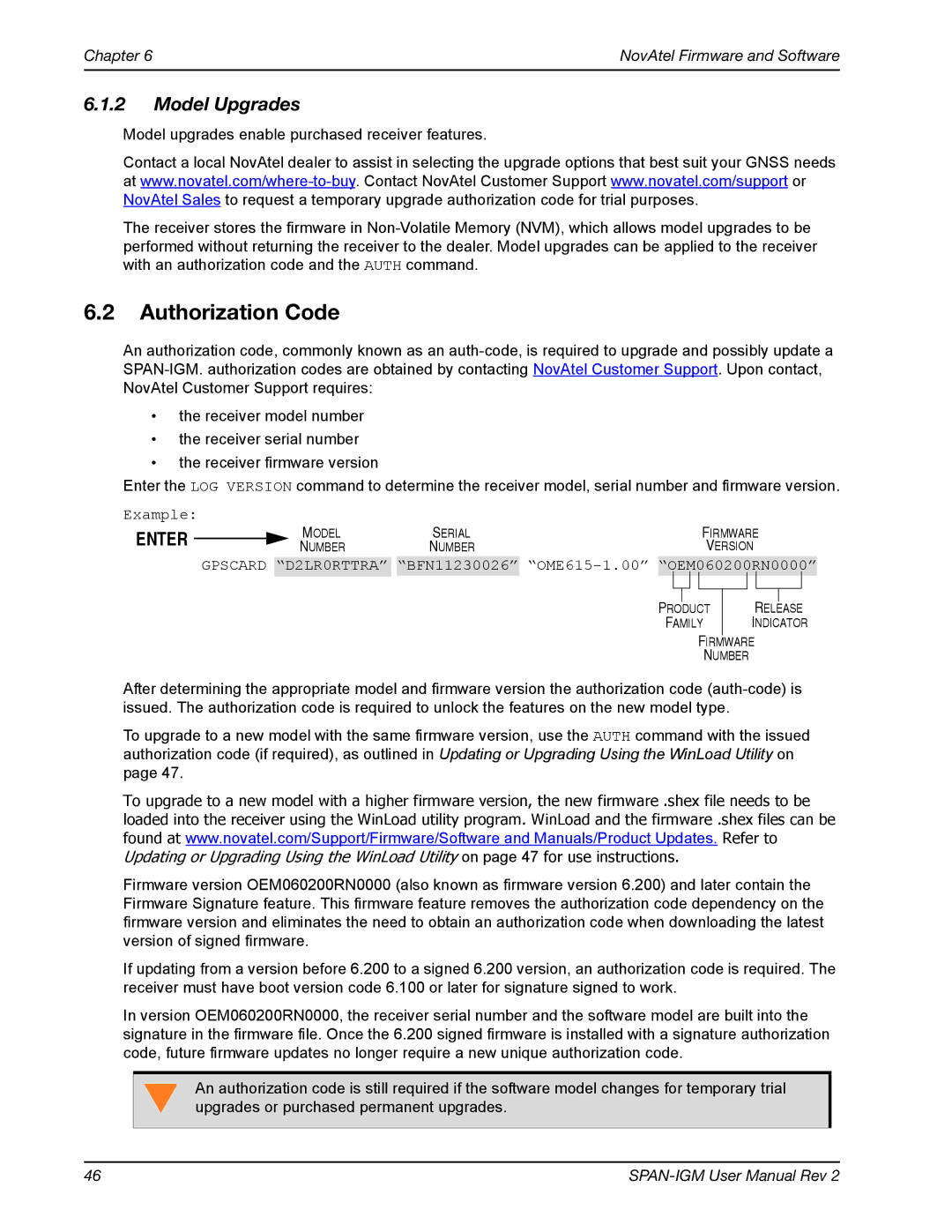 Novatel OM-20000141 user manual Authorization Code, Model Upgrades 