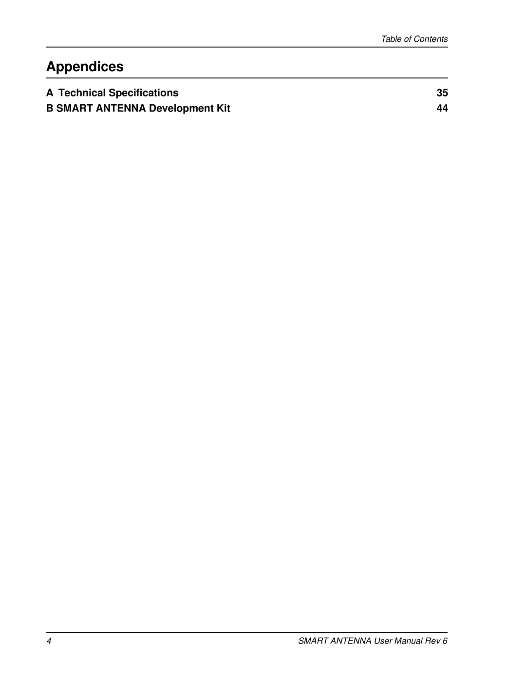 Novatel SMART ANTENNA user manual Appendices, Technical Specifications Smart Antenna Development Kit 