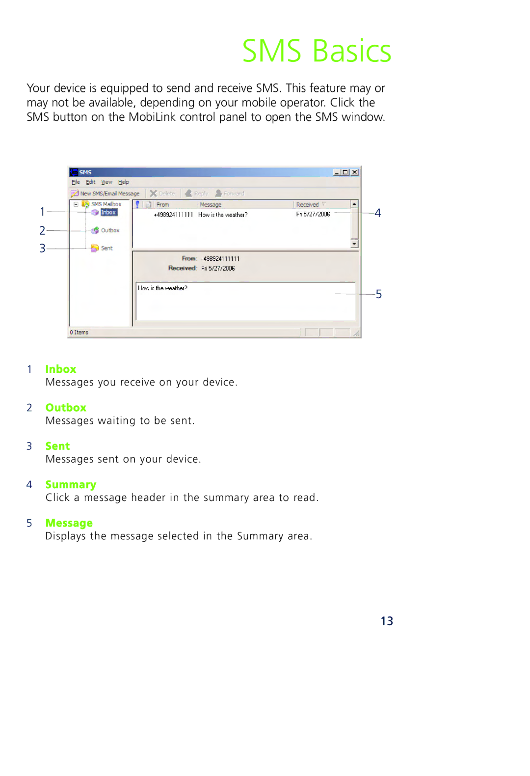 Novatel Wireless MCD3000 quick start SMS Basics 