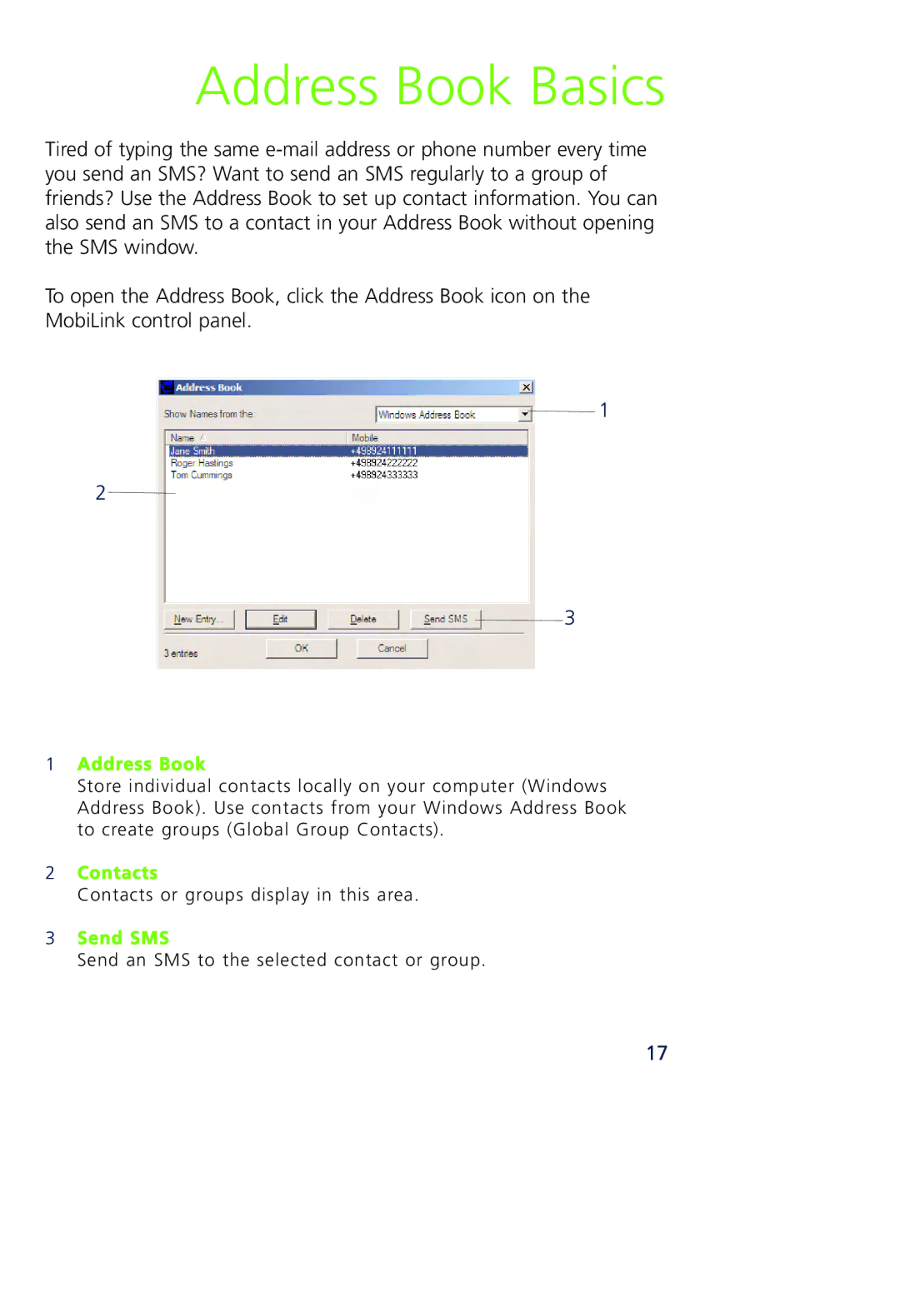 Novatel Wireless MCD3000 quick start Address Book Basics 