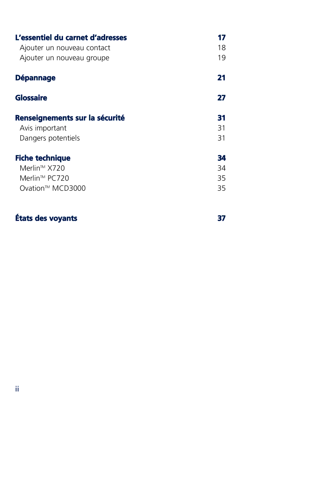 Novatel Wireless MCD3000 quick start ’essentiel du carnet d’adresses 