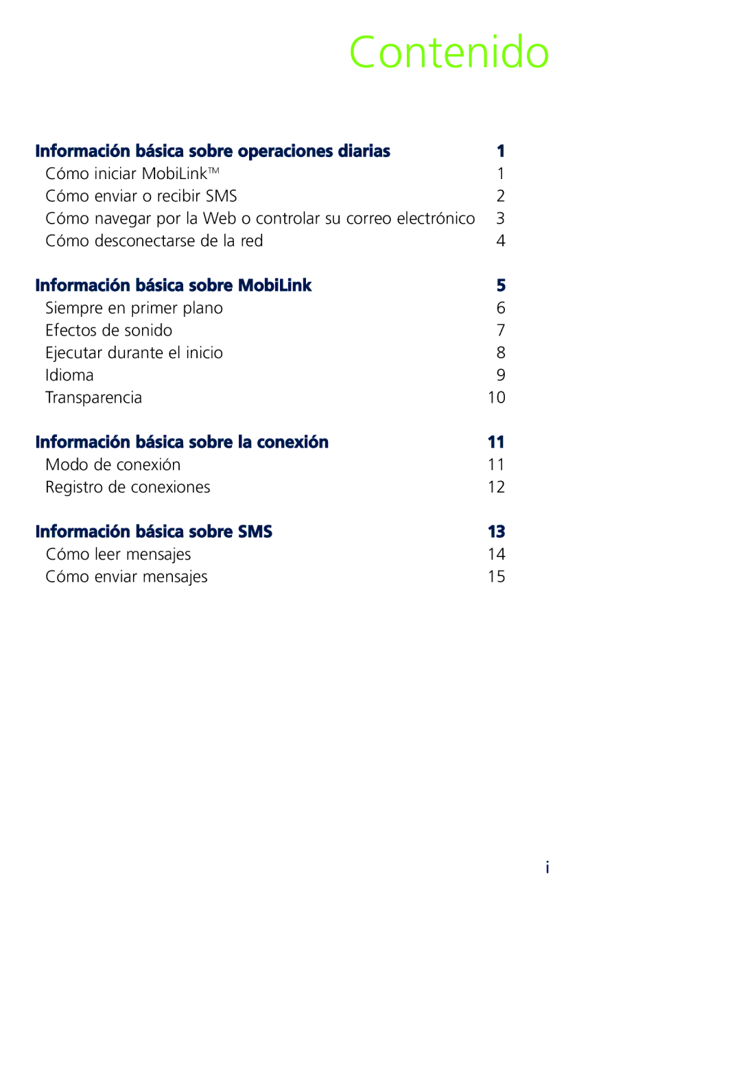 Novatel Wireless MCD3000 quick start Contenido, Información básica sobre operaciones diarias 